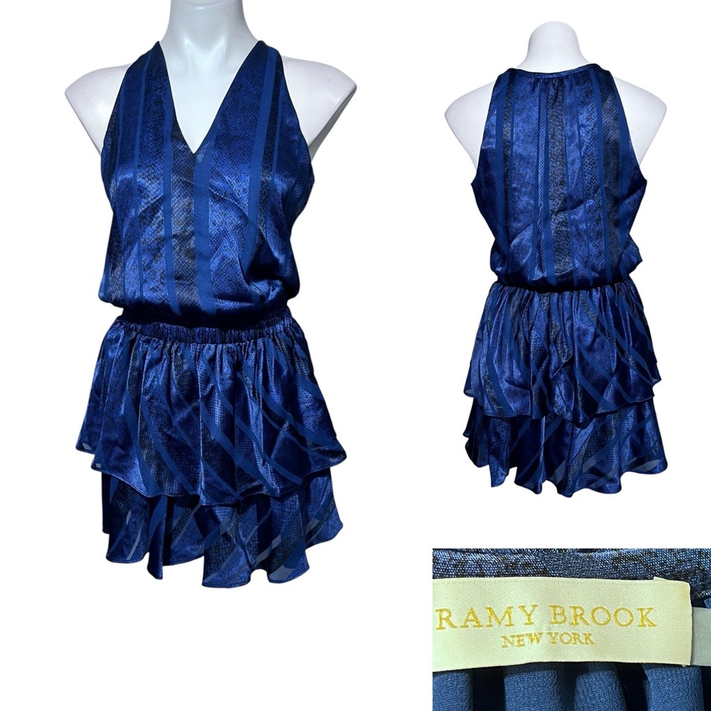 Ramy Brook mini dress‎ xs blue halter-neck sleeveless cocktail date night